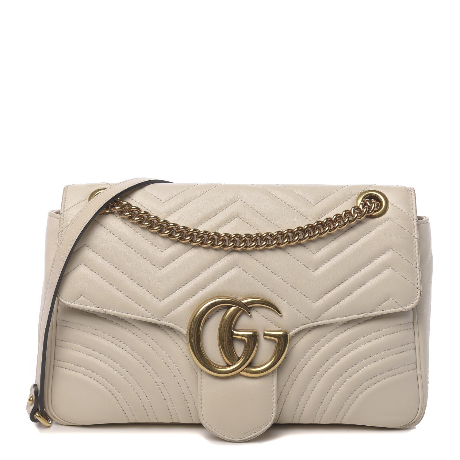 Gucci Calfskin Matelasse Medium GG Marmont Shoulder Bag White 1 of 23