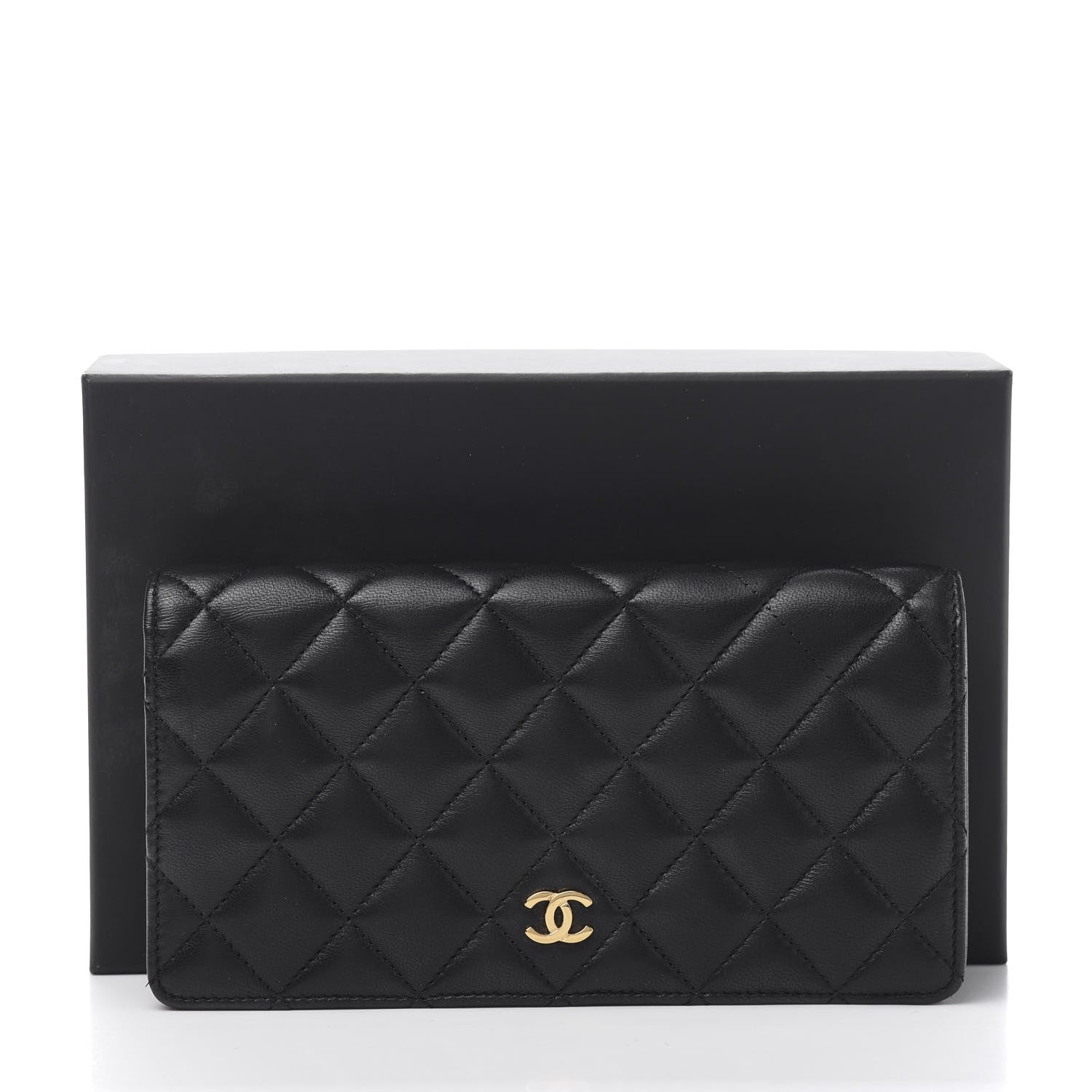 Chanel Lambskin Quilted Yen Wallet Black 12 of 12