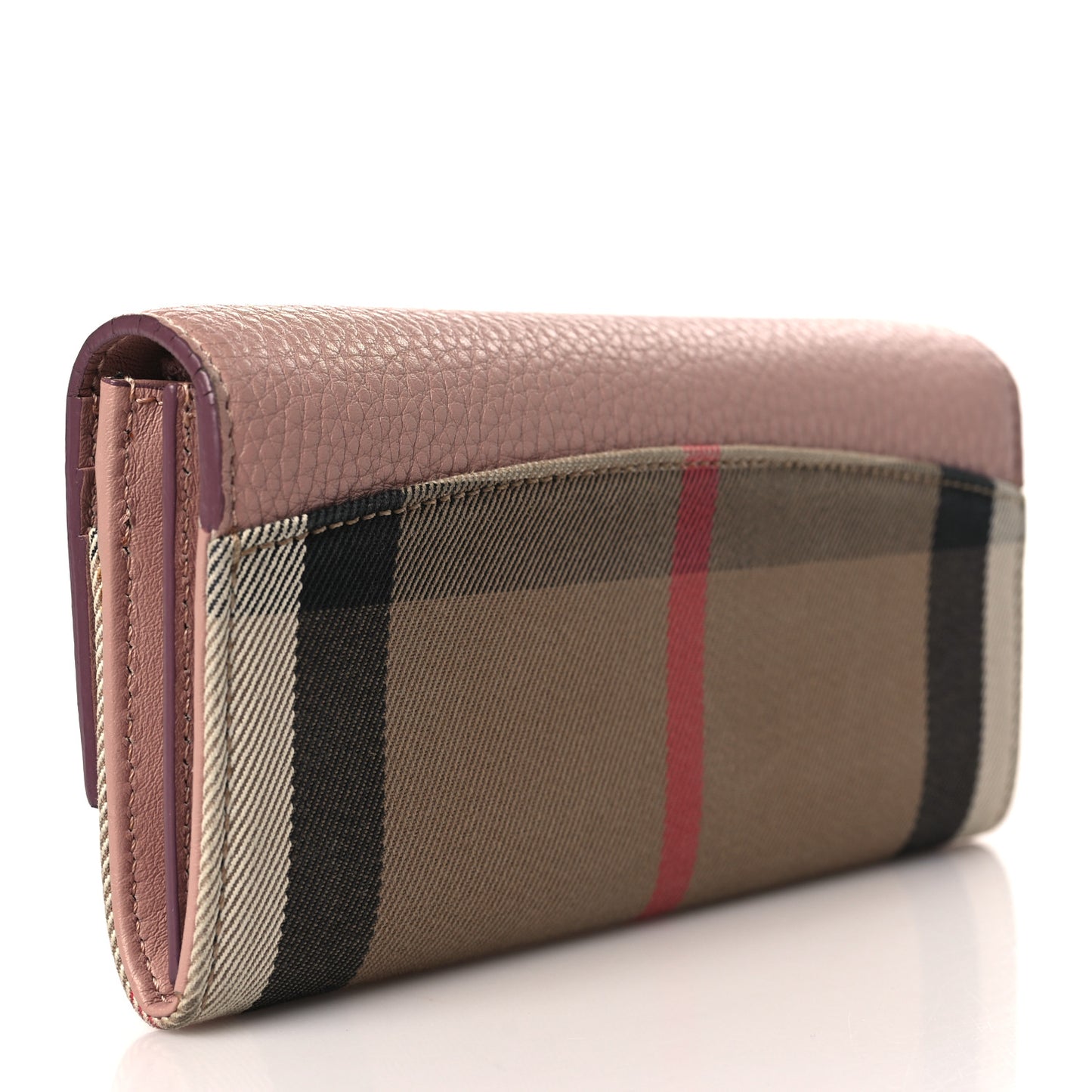 Calfskin House Check Porter Continental Wallet Pale Orchid