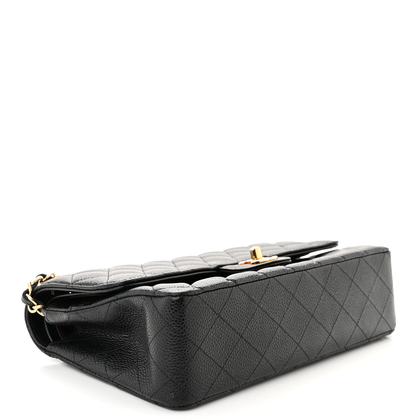 Caviar Quilted Medium Double Flap Black