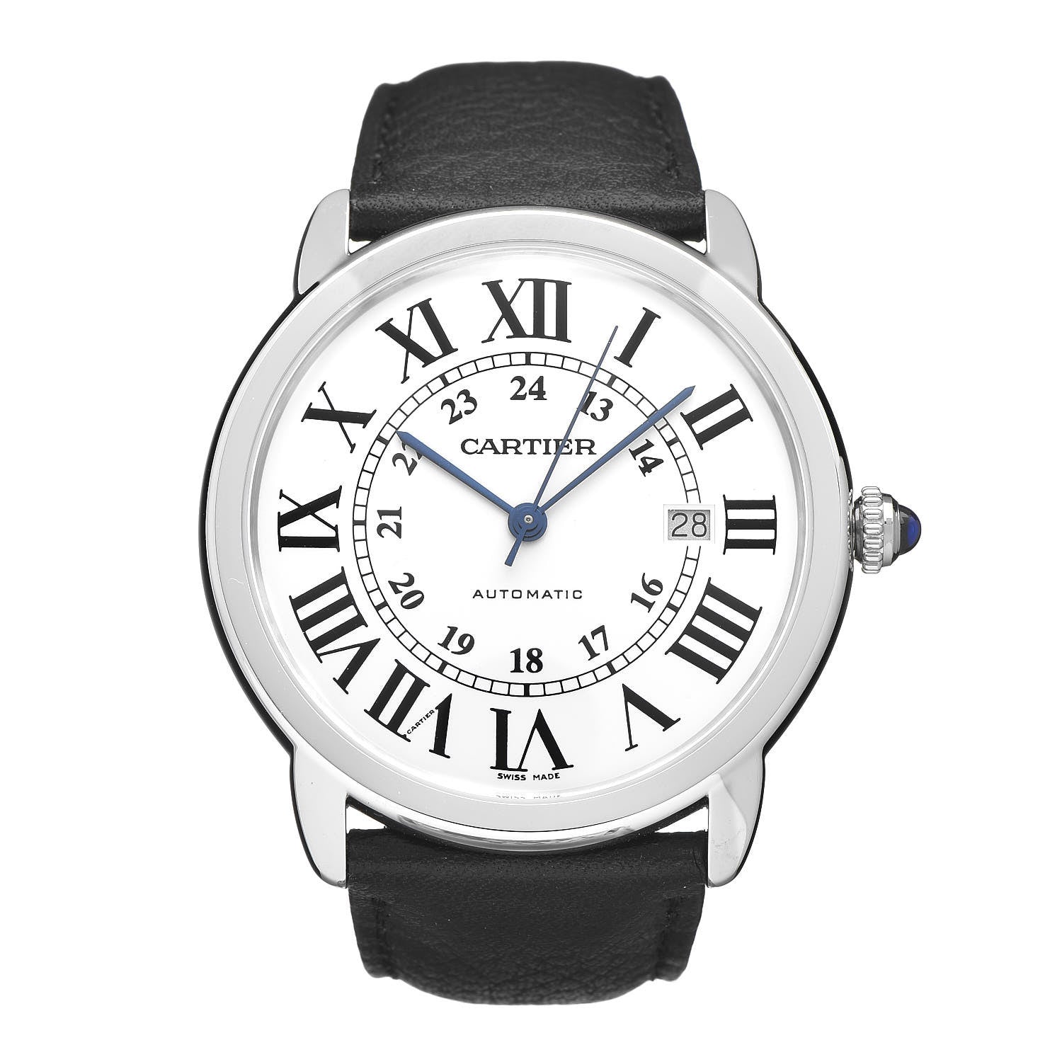 Cartier Stainless Steel Alligator 42mm Ronde Solo Automatic Watch 1 of 11