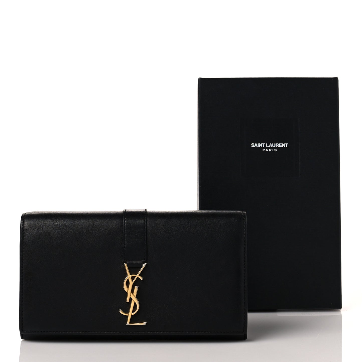 Calfskin Monogram Large Flap Wallet Black