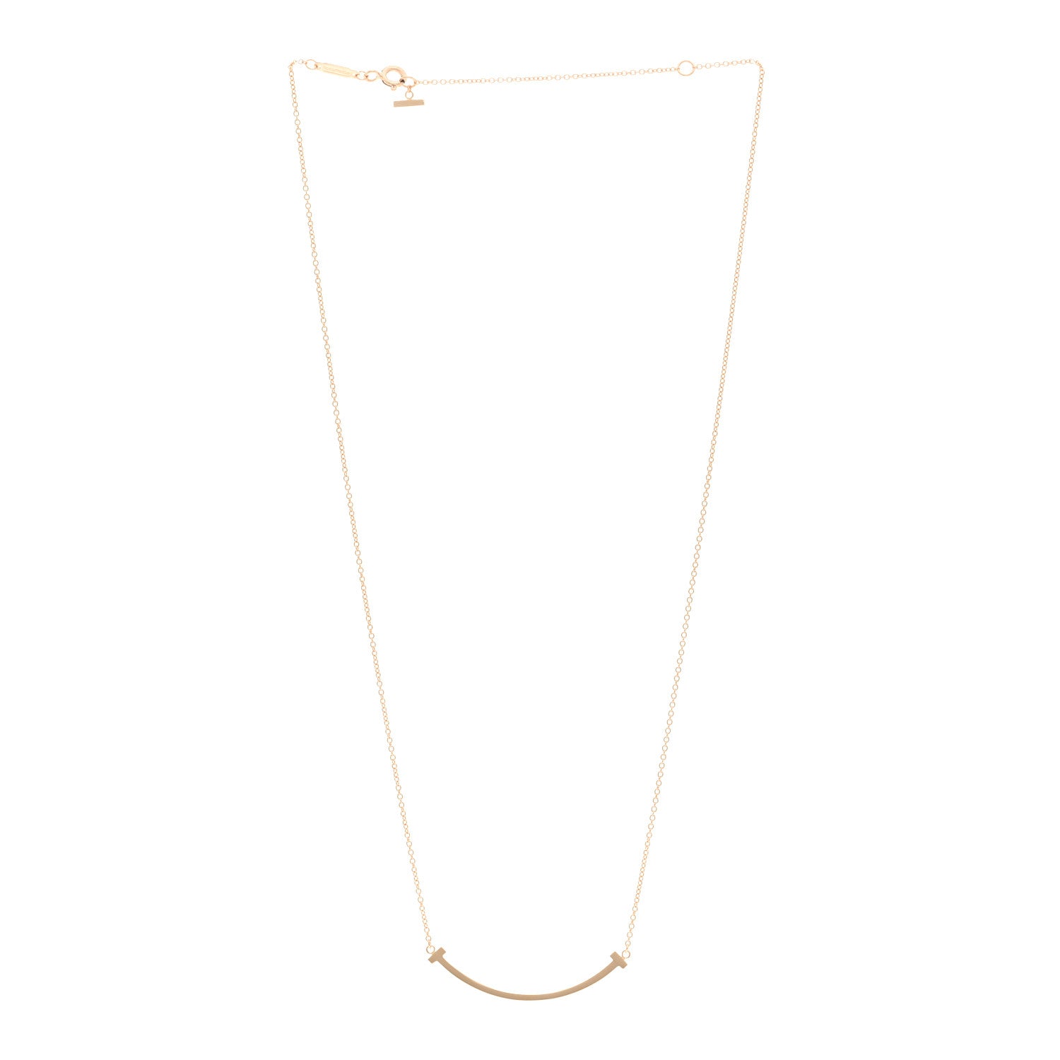 Tiffany 18K Rose Gold Small T Smile Pendant Necklace 3 of 4