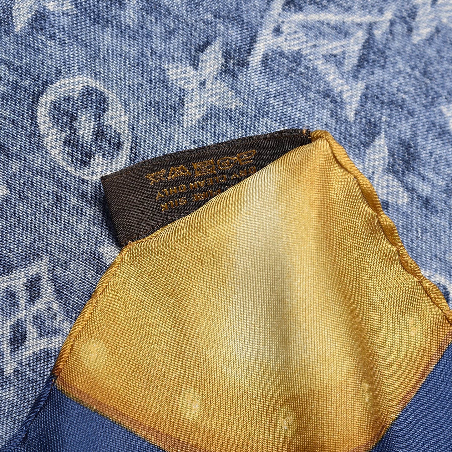 Silk Monogram Denim Bandana Scarf Blue