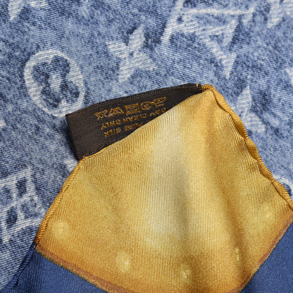 Louis Vuitton Silk Monogram Denim Bandana Scarf Blue 5 of 5