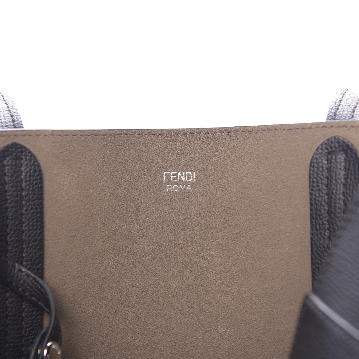 Vitello Vienna Enamel F is Fendi Shopping Tote Black Taupe