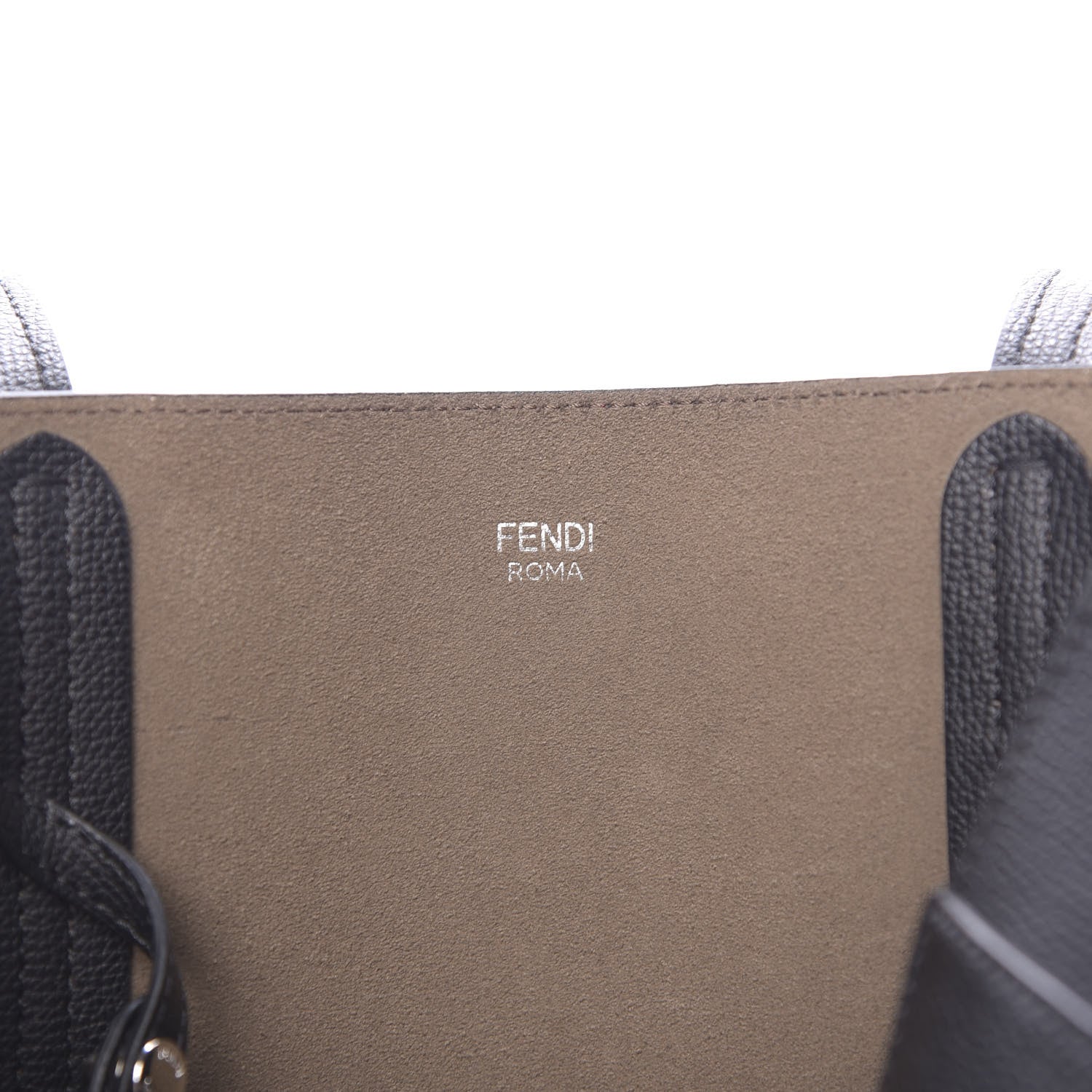 Fendi Vitello Vienna Enamel F is Fendi Shopping Tote Black Taupe 6 of 10