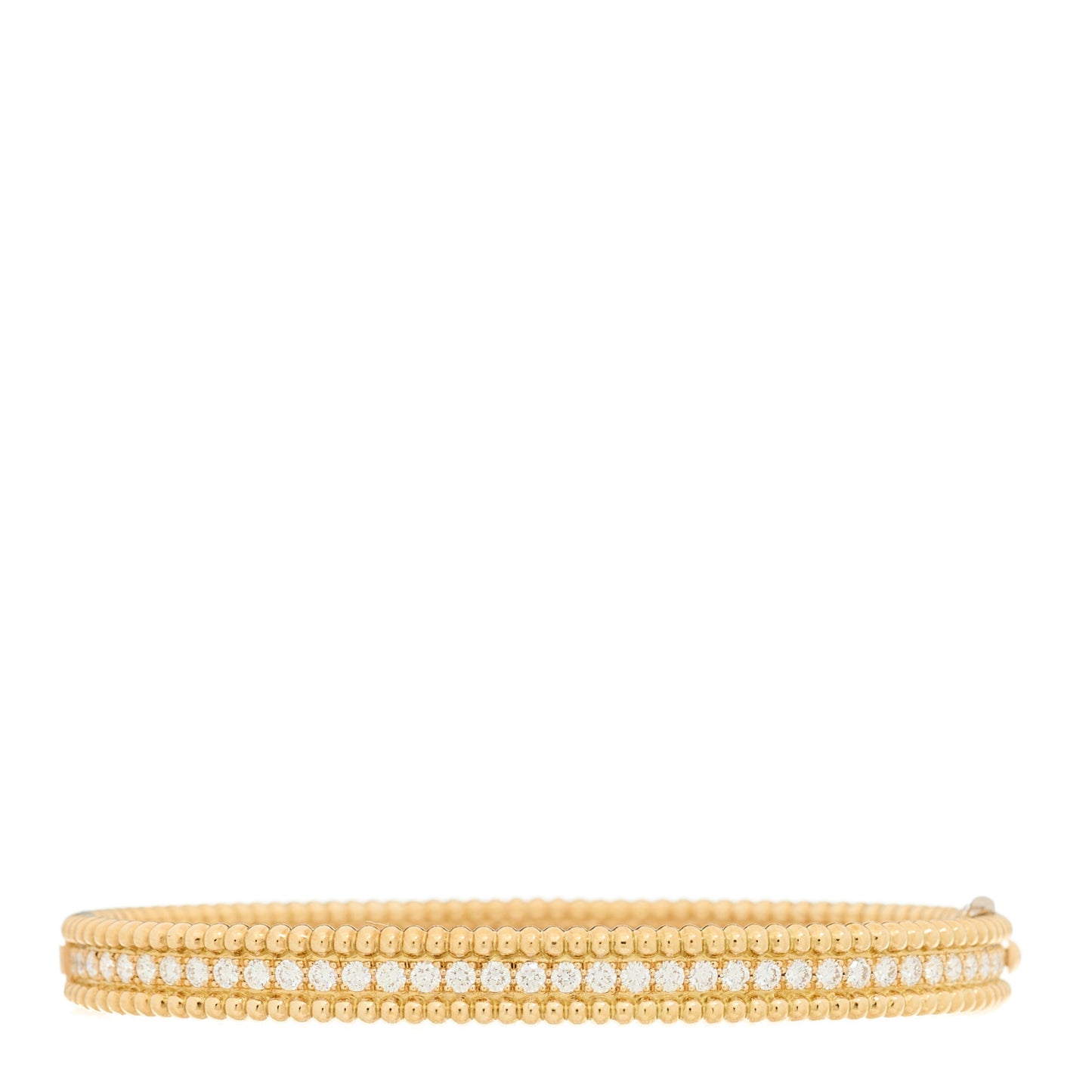 18K Yellow Gold Diamond Perlee 1-Row Bangle Bracelet S