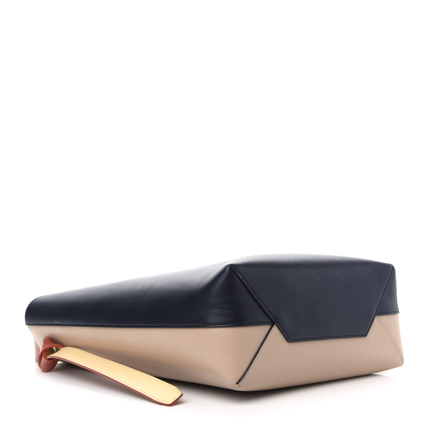 Celine Shiny Smooth Calfskin Small Twisted Cabas Navy Beige 4 of 9