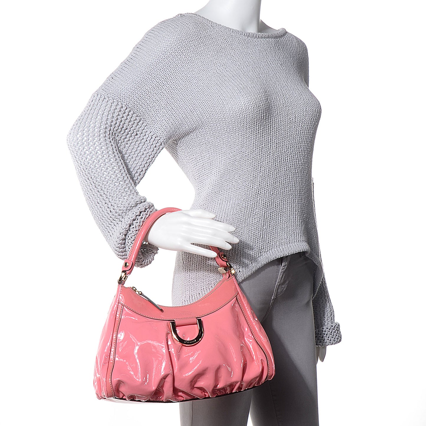Patent Medium D Gold Ring Hobo Pink