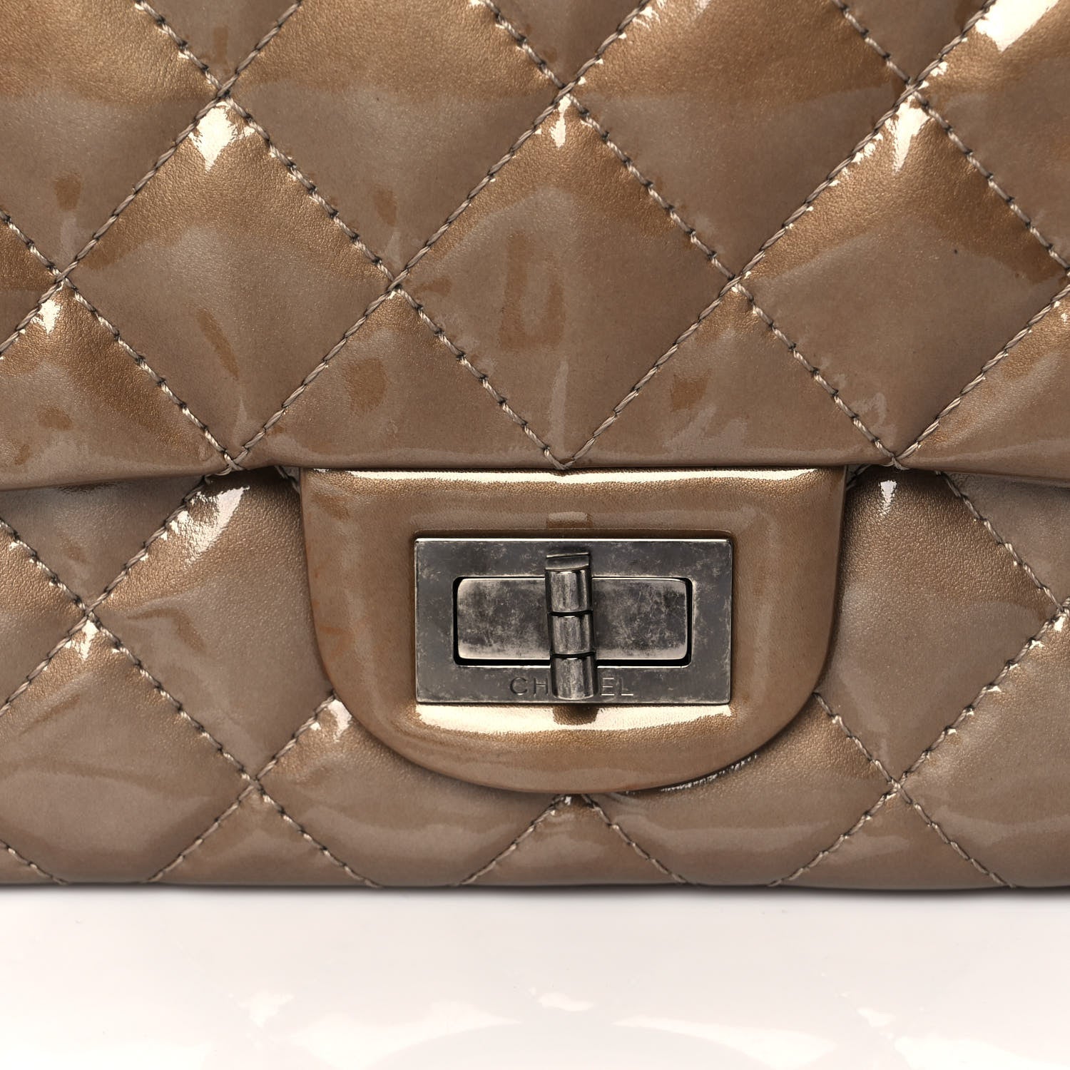 Chanel Patent Quilted 2.55 Reissue 227 Flap Taupe 8 of 15