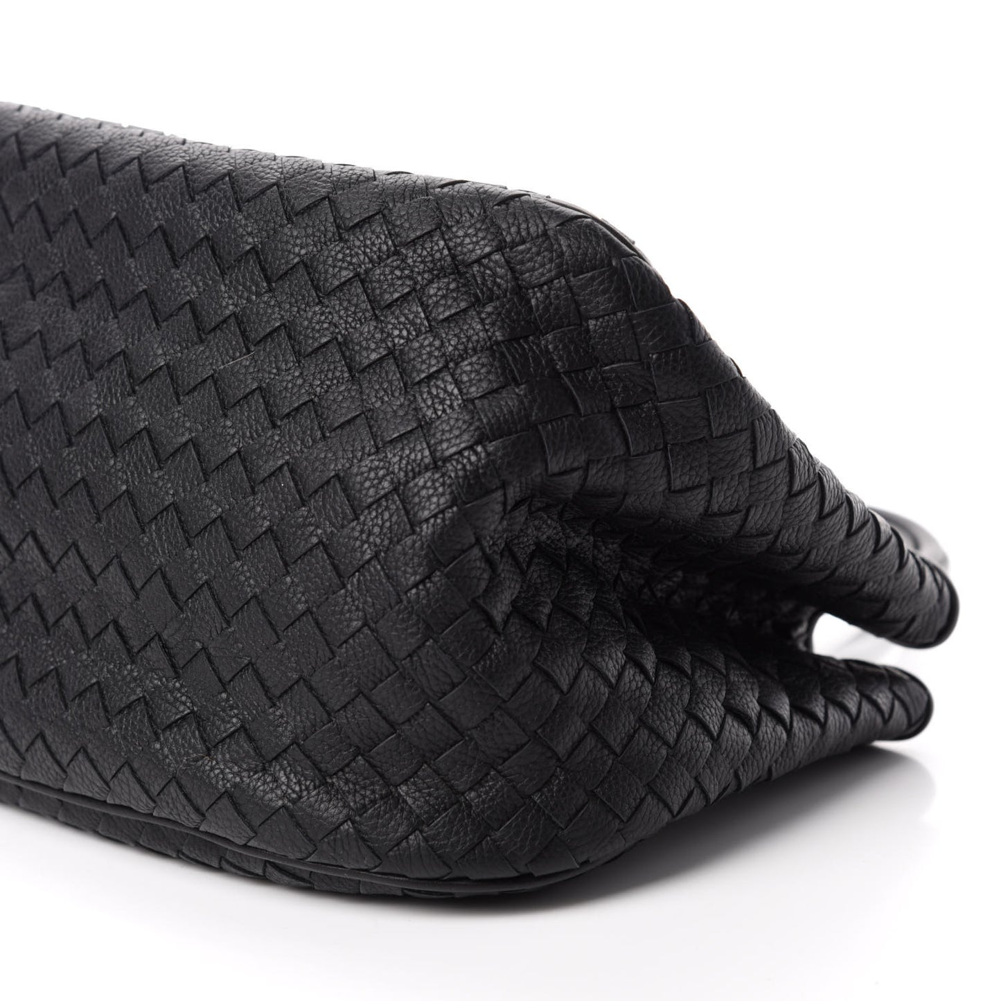 Grainy Calfskin Intrecciato Woven Tote Black