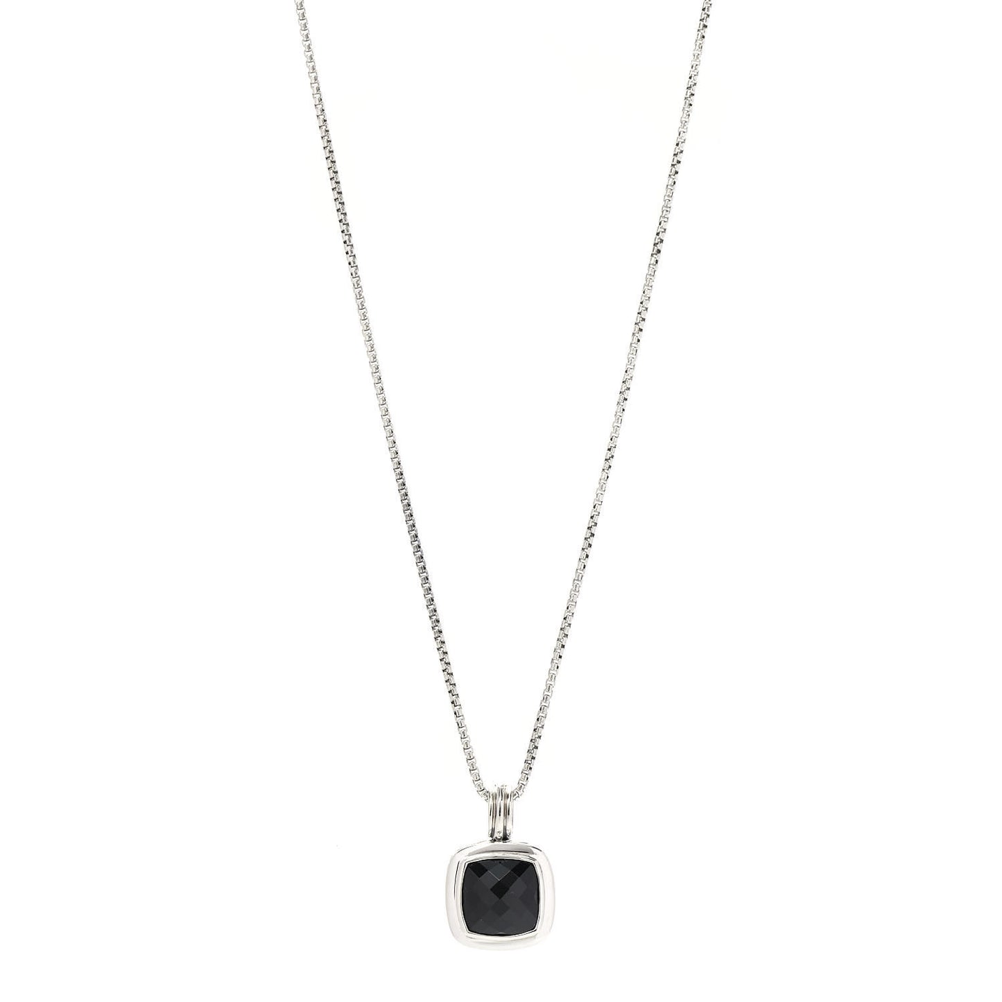 Sterling Silver Black Onyx 11mm Albion Pendant Necklace
