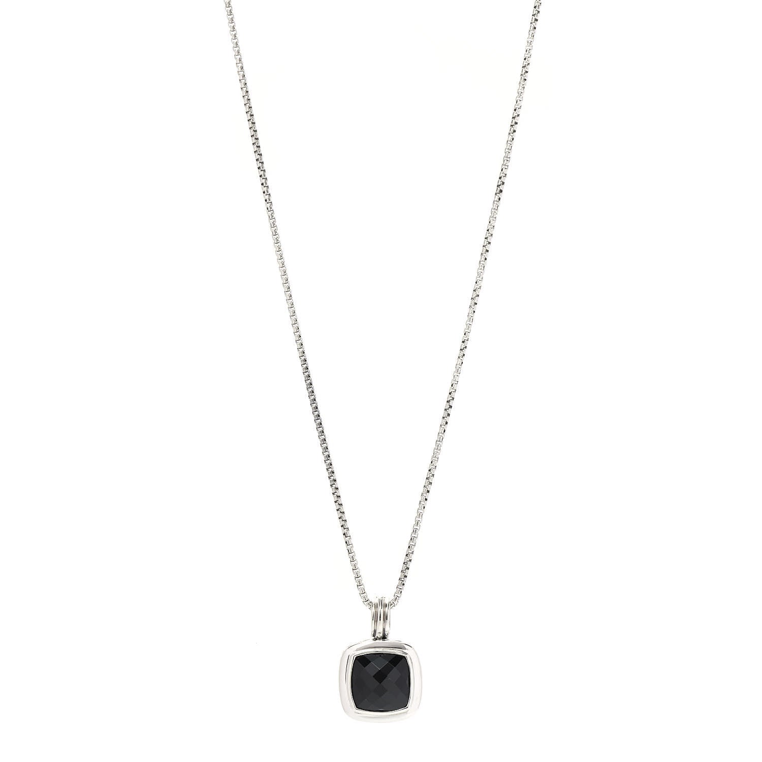 David Yurman Sterling Silver Black Onyx 11mm Albion Pendant Necklace 1 of 5