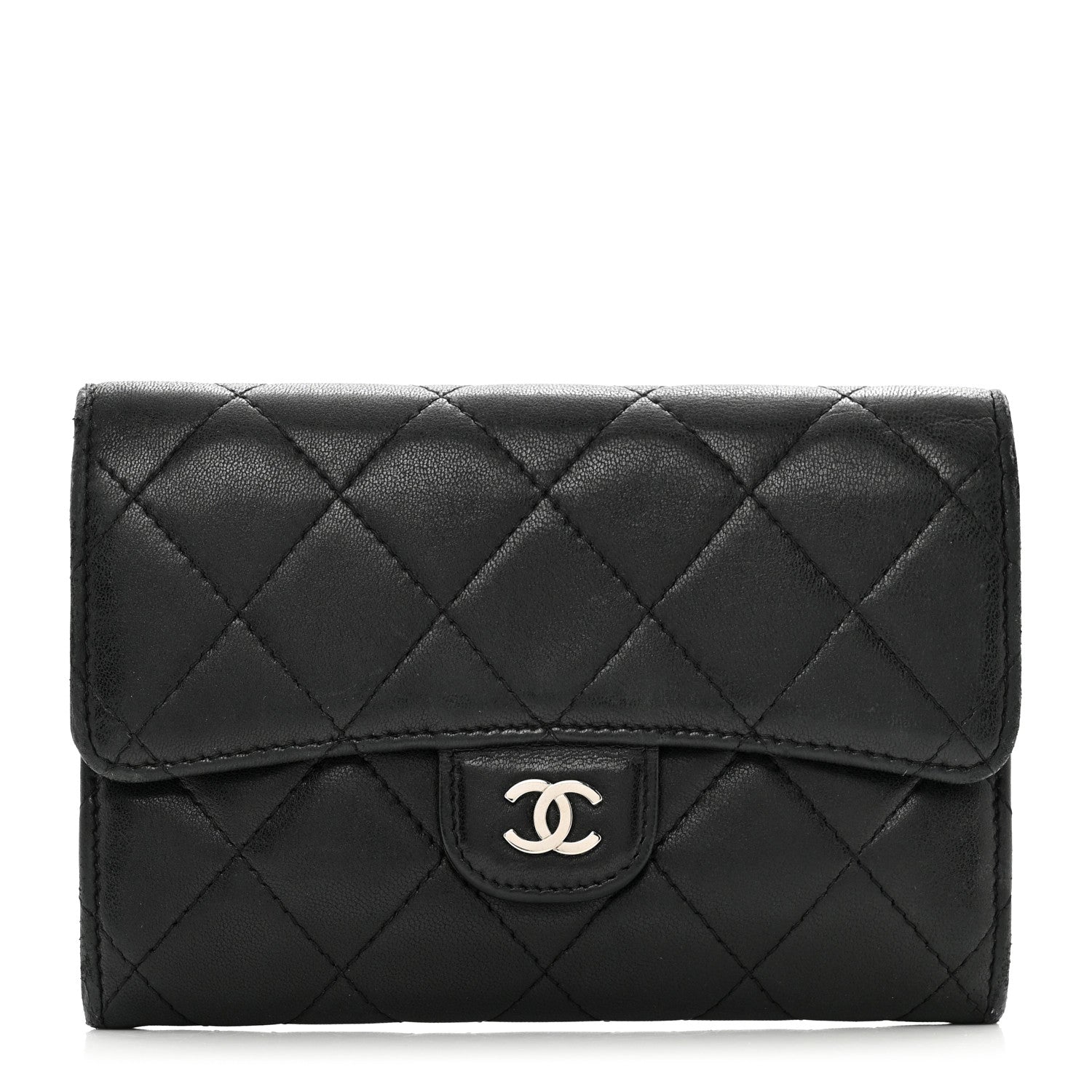 Chanel Lambskin Quilted Flap Card Holder Wallet Black 1 of 11
