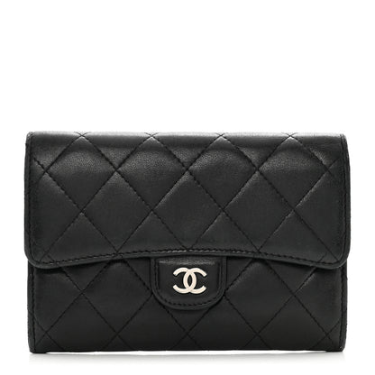 Chanel Lambskin Quilted Flap Card Holder Wallet Black 1 of 11
