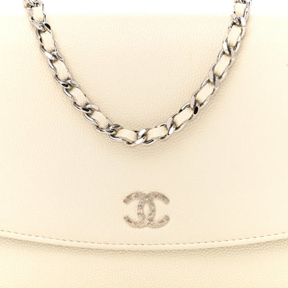 Chanel Metallic Caviar Sevruga Wallet on Chain WOC White 9 of 11