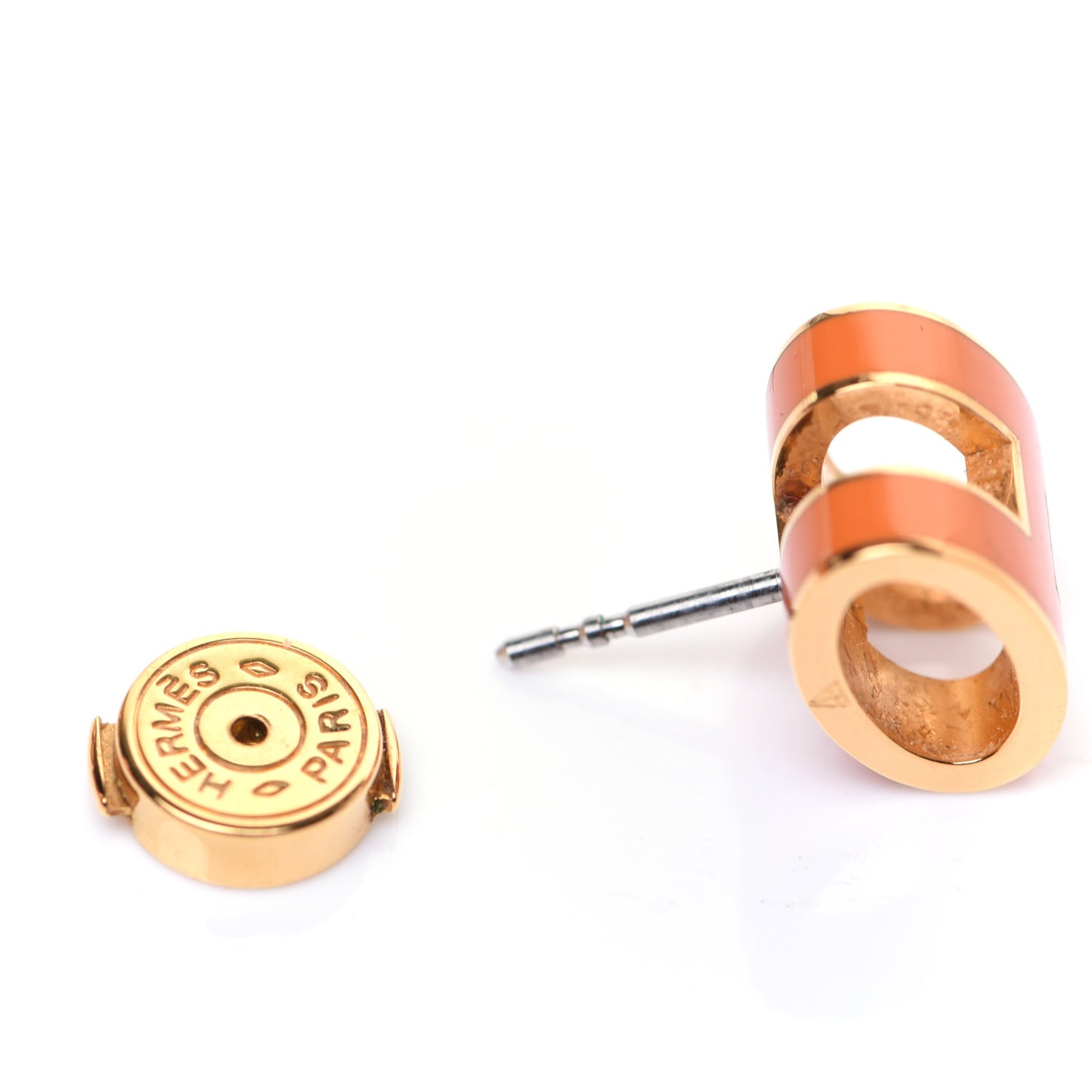 Gold Lacquered Pop H Earrings Orange
