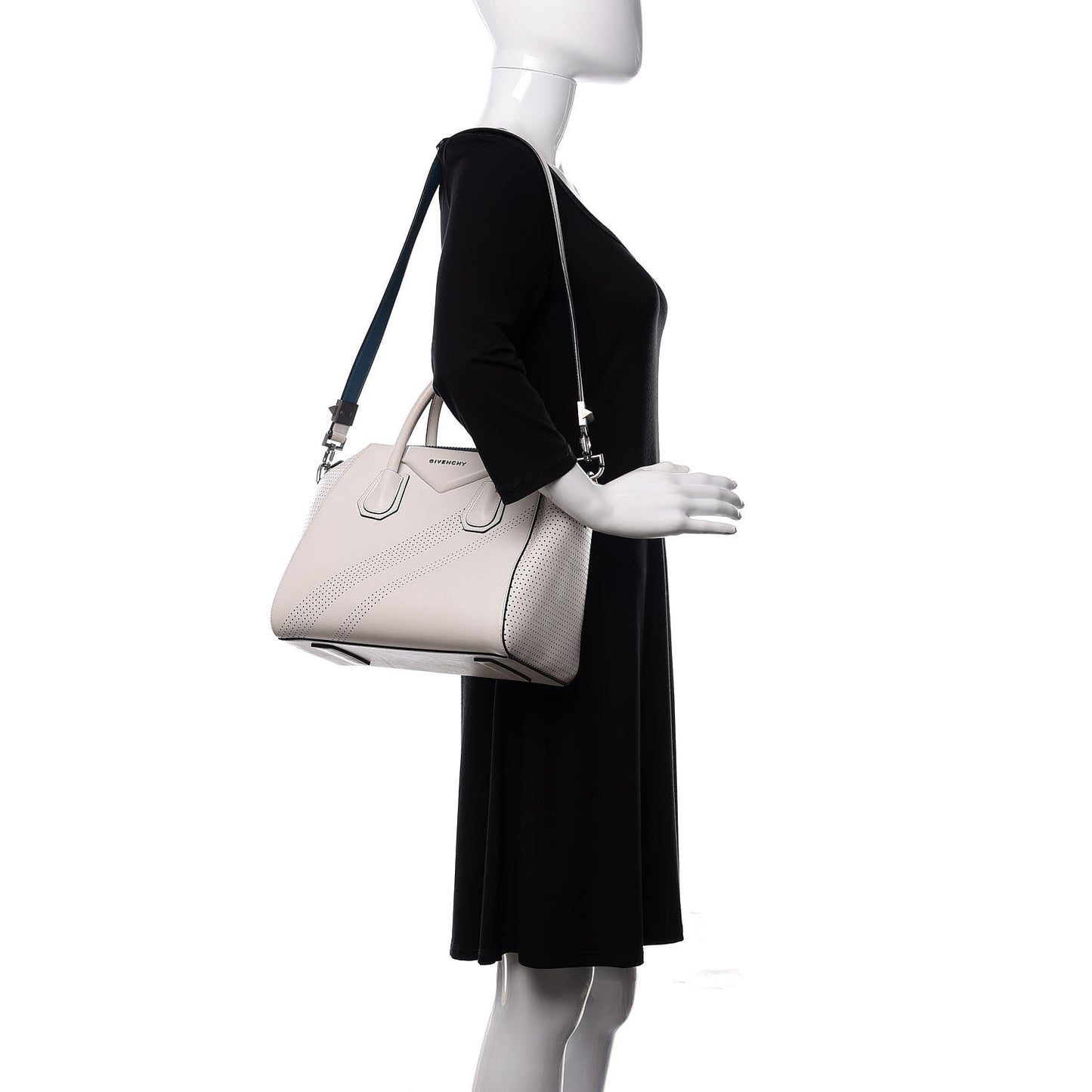 Lambskin Perforated Small Antigona White