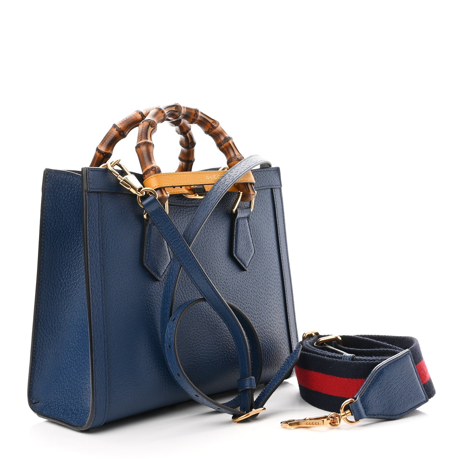 Gucci Textured Dollar Calfskin Web Small Diana Tote Bag Royal Crop 3 of 9