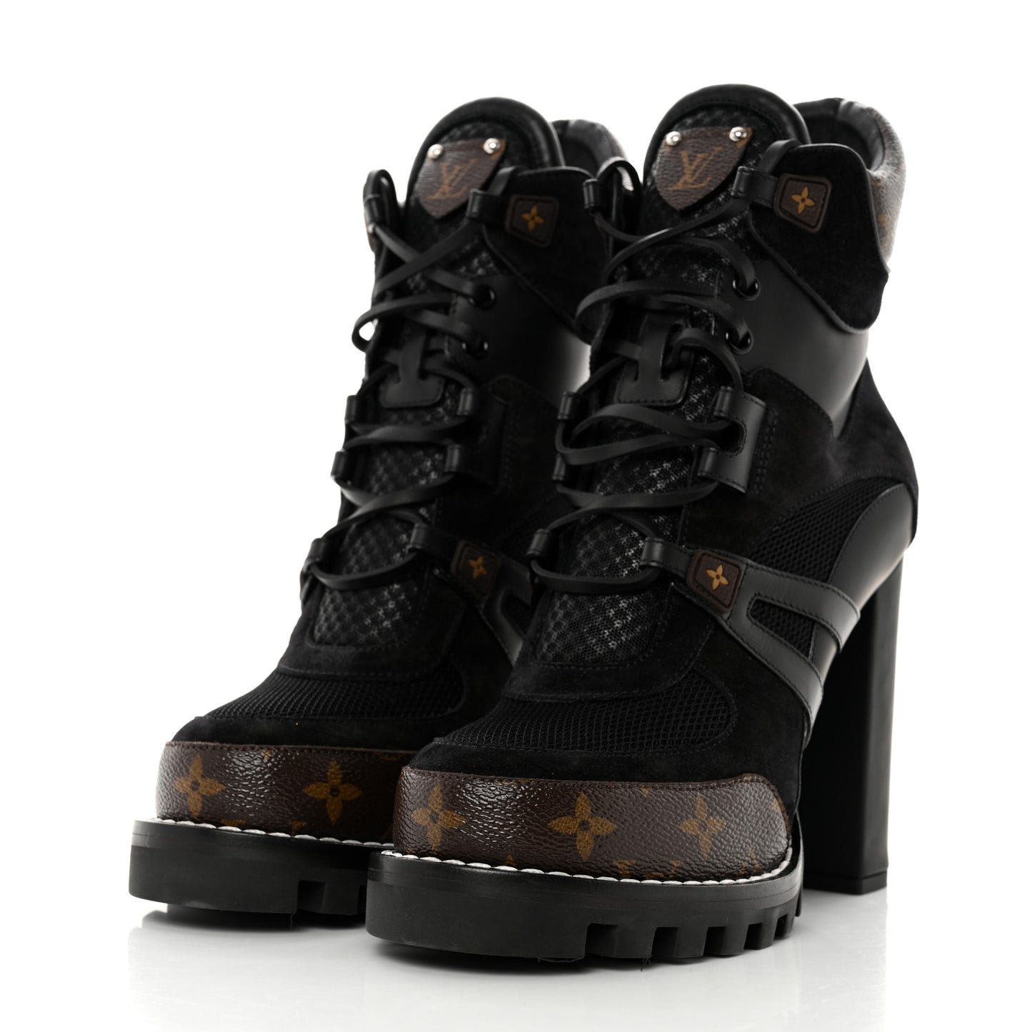 Suede Calfskin Monogram Star Trail Ankle Boots 40 Black