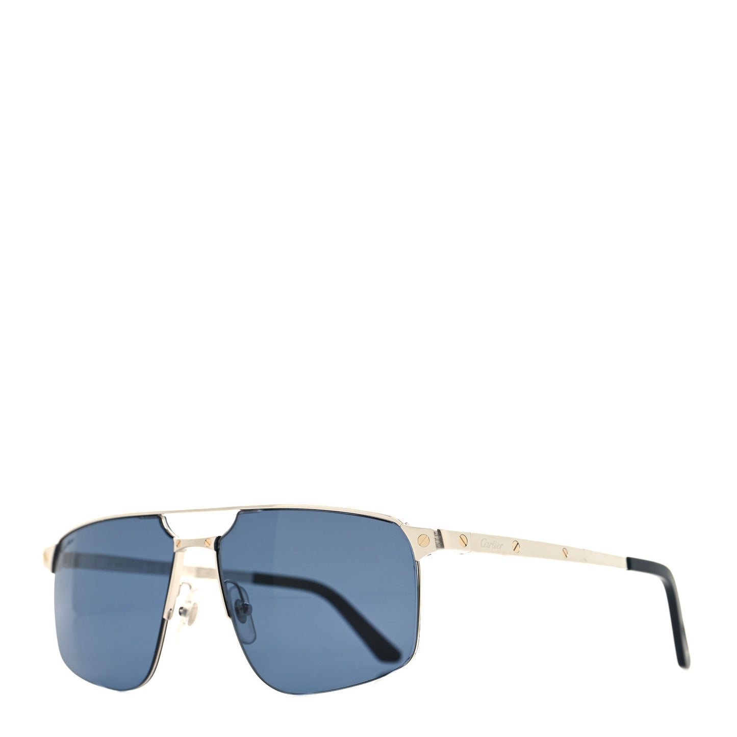 Metal Santos de Cartier Pilot Sunglasses CT0385S Silver Blue