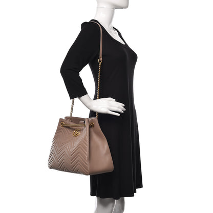 Gucci Calfskin Matelasse Medium GG Marmont Shoulder Tote Bag Porcelain Rose 2 of 11