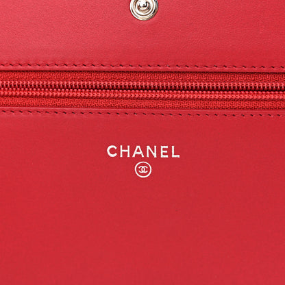 Chanel Caviar Quilted Diamond CC Wallet On Chain WOC Red 6 of 13