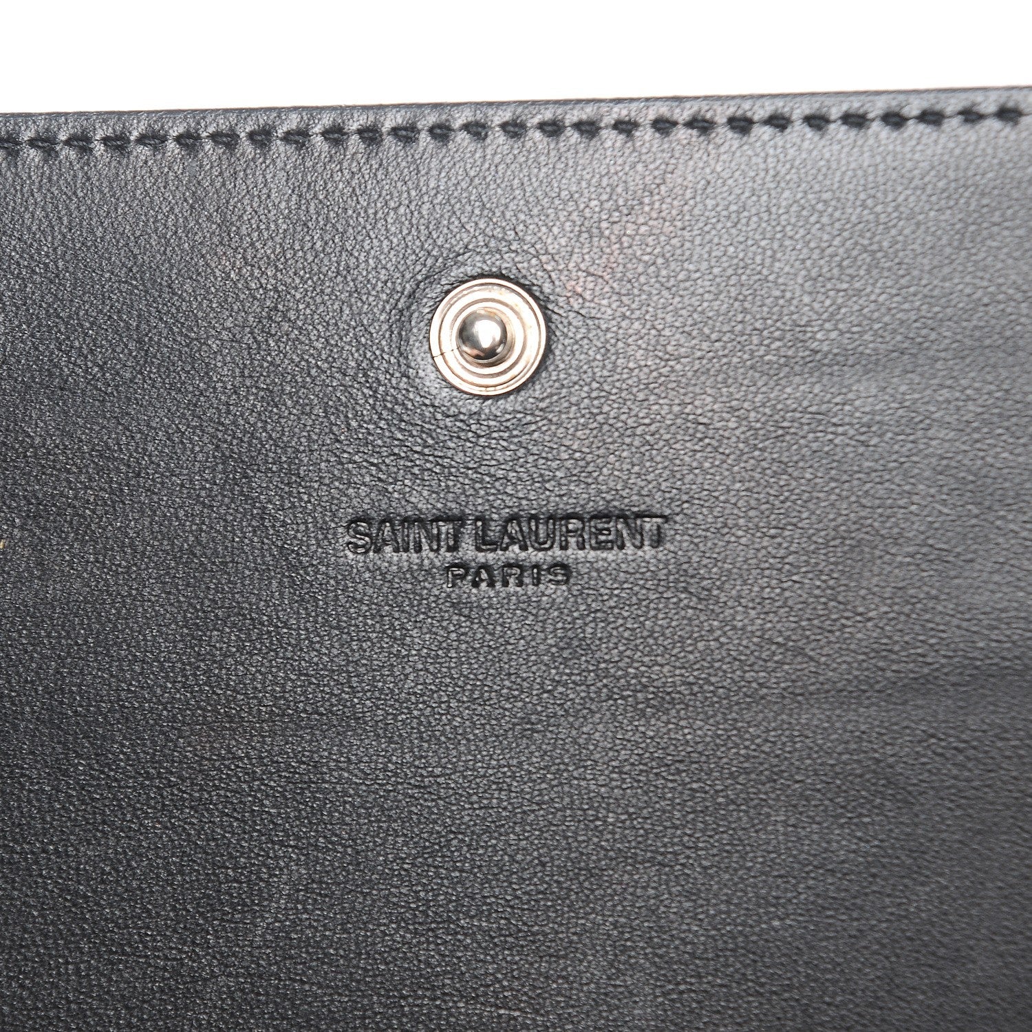 Saint Laurent Lambskin Crocodile Embossed Classic Paris Chain Wallet Black 7 of 7