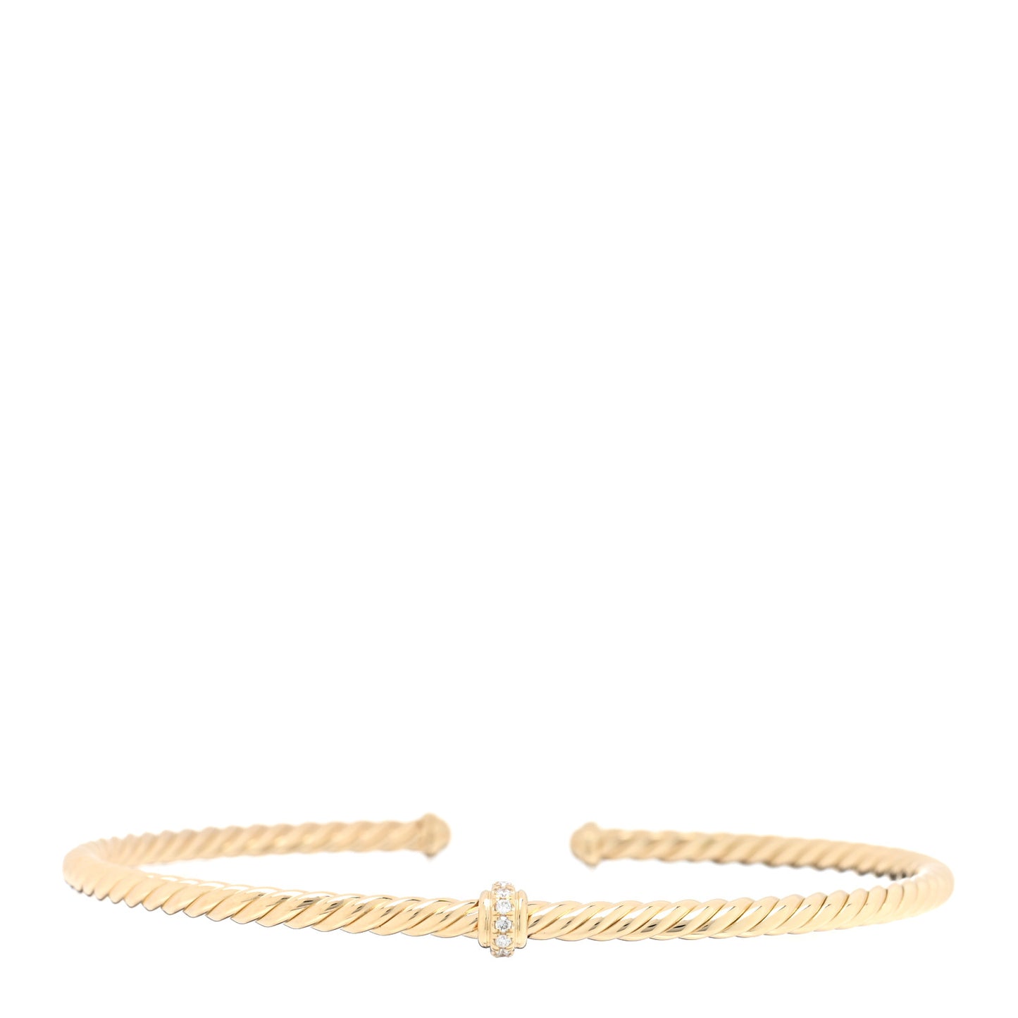DAVID YURMAN 18K Yellow Gold Diamond 3mm Cablespira Single Station Bracelet