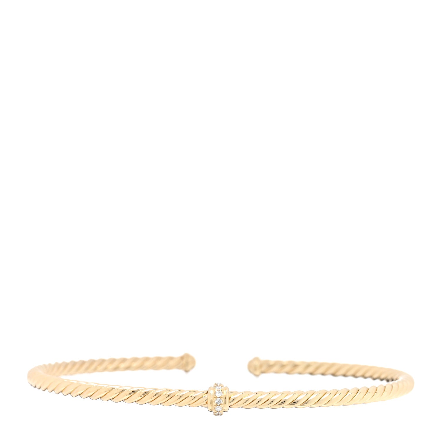 David Yurman DAVID YURMAN 18K Yellow Gold Diamond 3mm Cablespira Single Station Bracelet 1 of 3