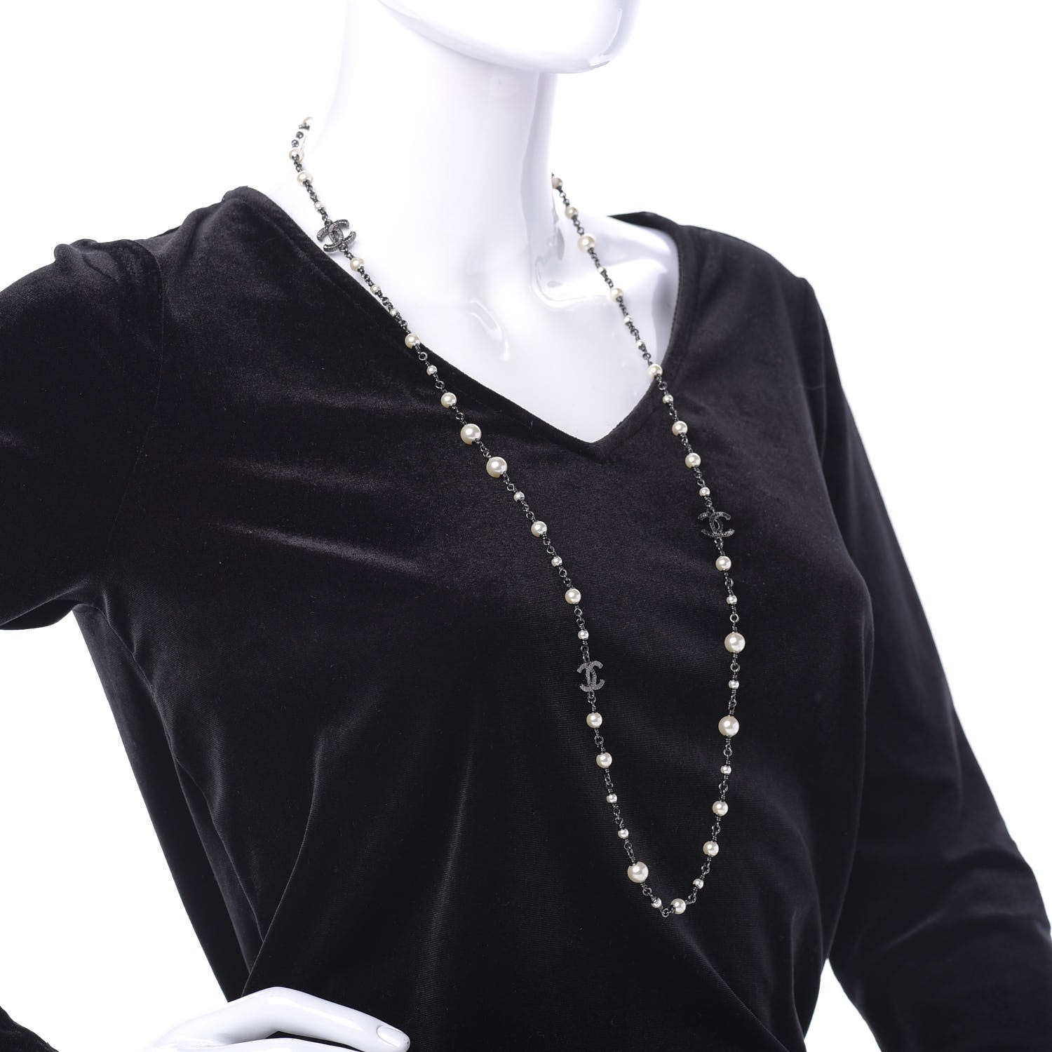 Chanel Ruthenium Pearl CC Long Necklace 2 of 8