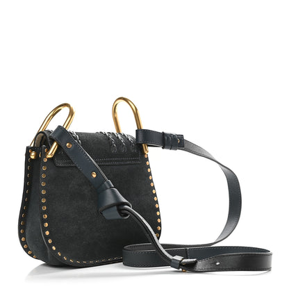 Chloe Suede Calfskin Braided Mini Hudson Shoulder Bag Full Blue 3 of 8