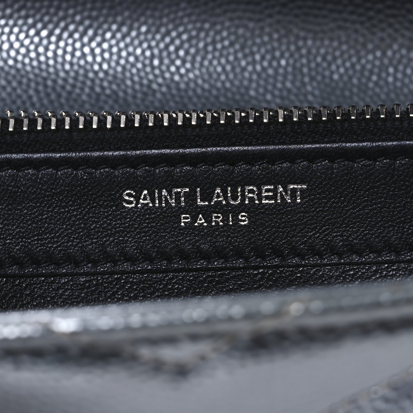 Metallic Grain De Poudre Matelasse Chevron Monogram Flap Wallet Silver