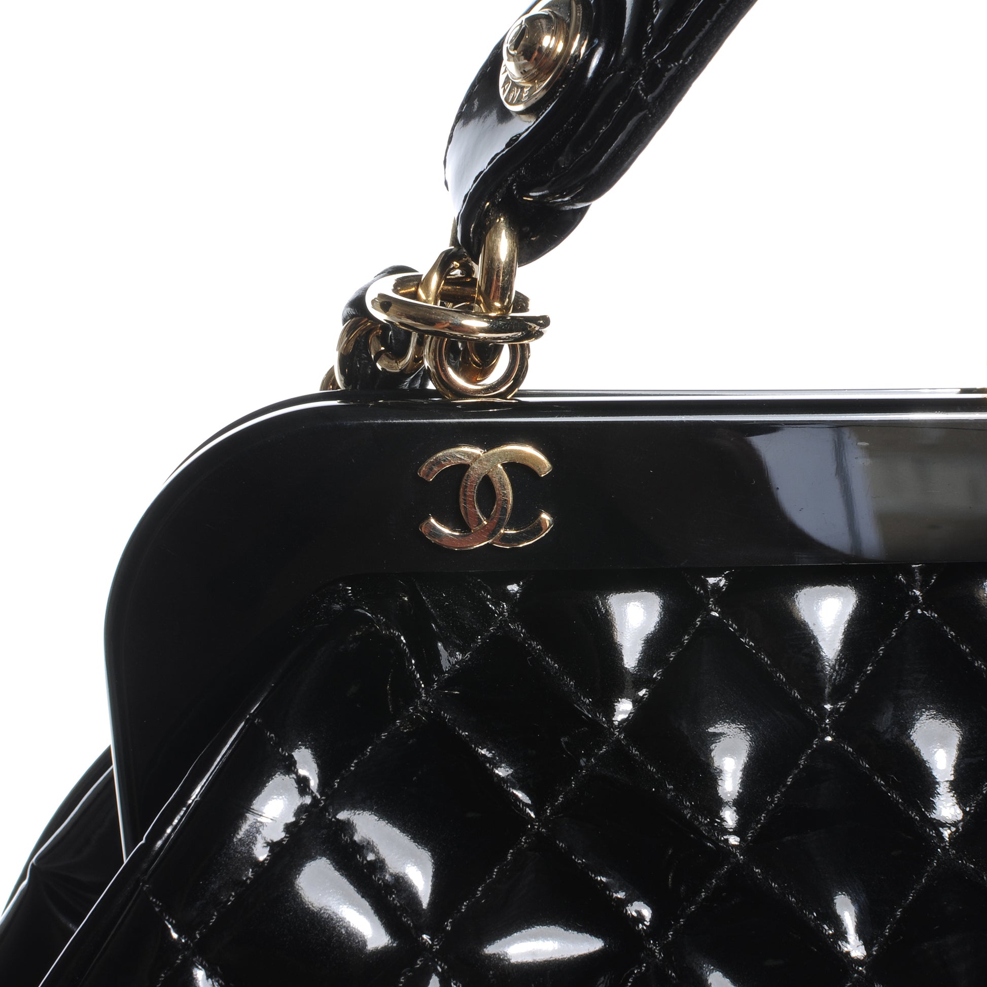 Chanel Patent Quilted Mademoiselle Frame Bag Black 5 of 9