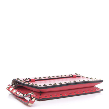 Valentino Garavani Nappa Small Rockstud Wristlet Clutch Fragola 4 of 9