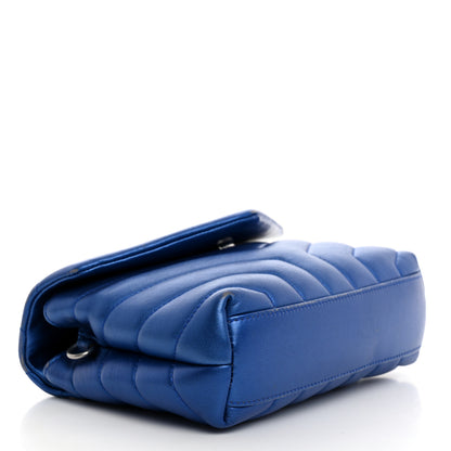 Saint Laurent Metallic Calfskin Y Quilted Monogram Toy Loulou Crossbody Bag Blue Royal 4 of 19