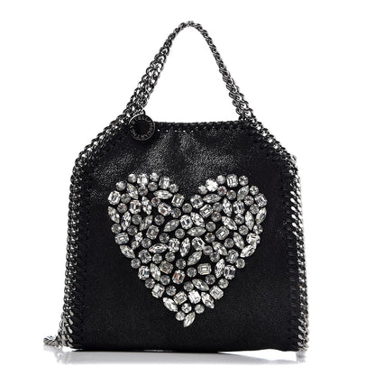 Stella McCartney Shaggy Deer Crystal Stones Heart Tiny Falabella Tote Black 1 of 9