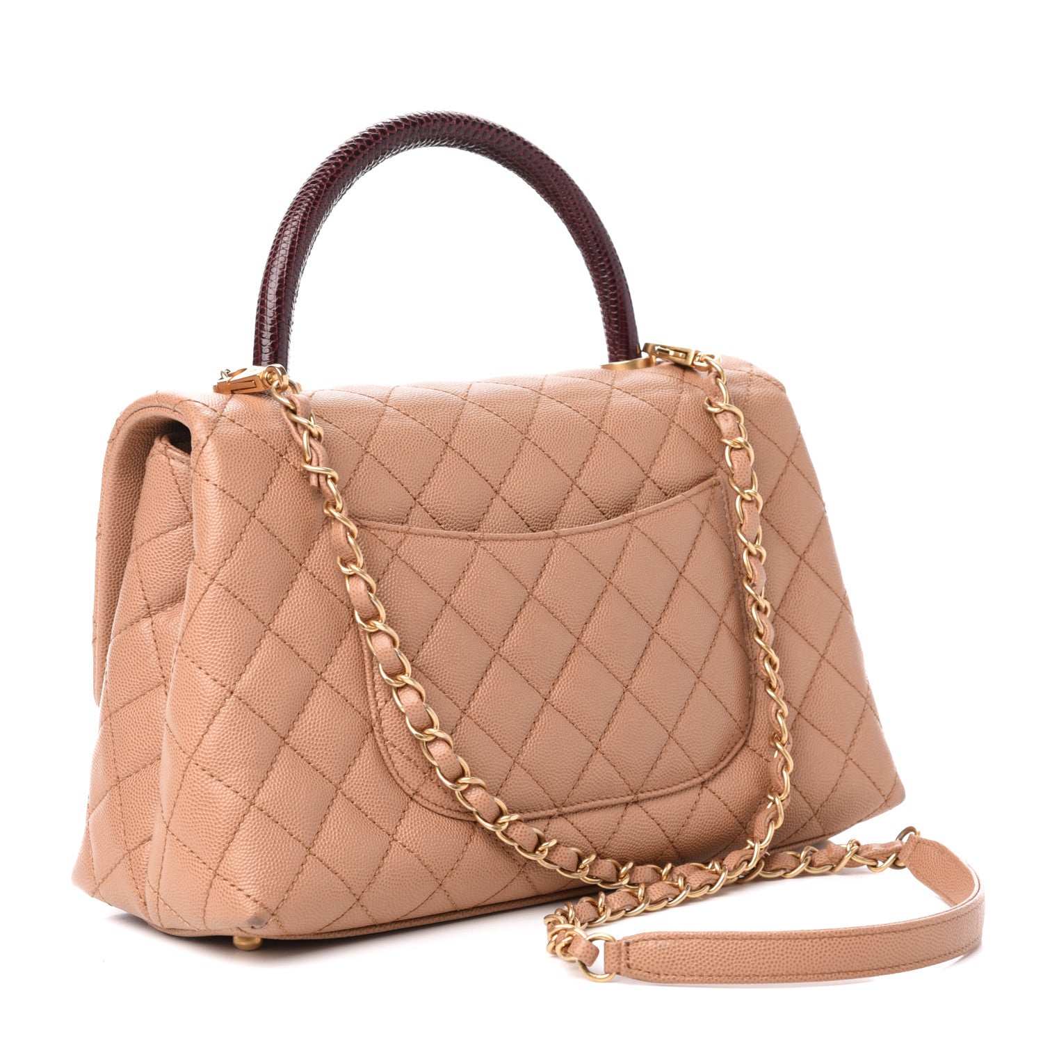 Chanel Caviar Lizard Embossed Quilted Small Coco Handle Flap Beige 4 of 11