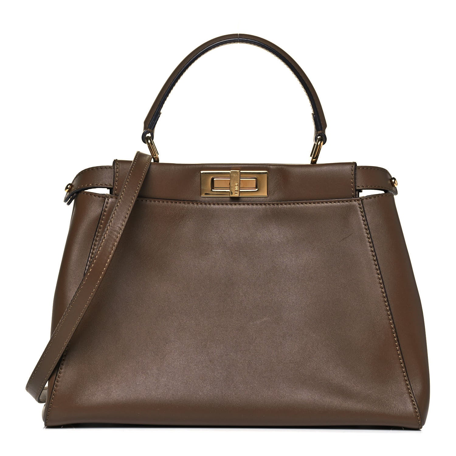 Fendi Vitello Morgan Fabric Jacquard Pequin Medium Peekaboo Iconic Satchel Foresta Tobacco Black 1 of 9
