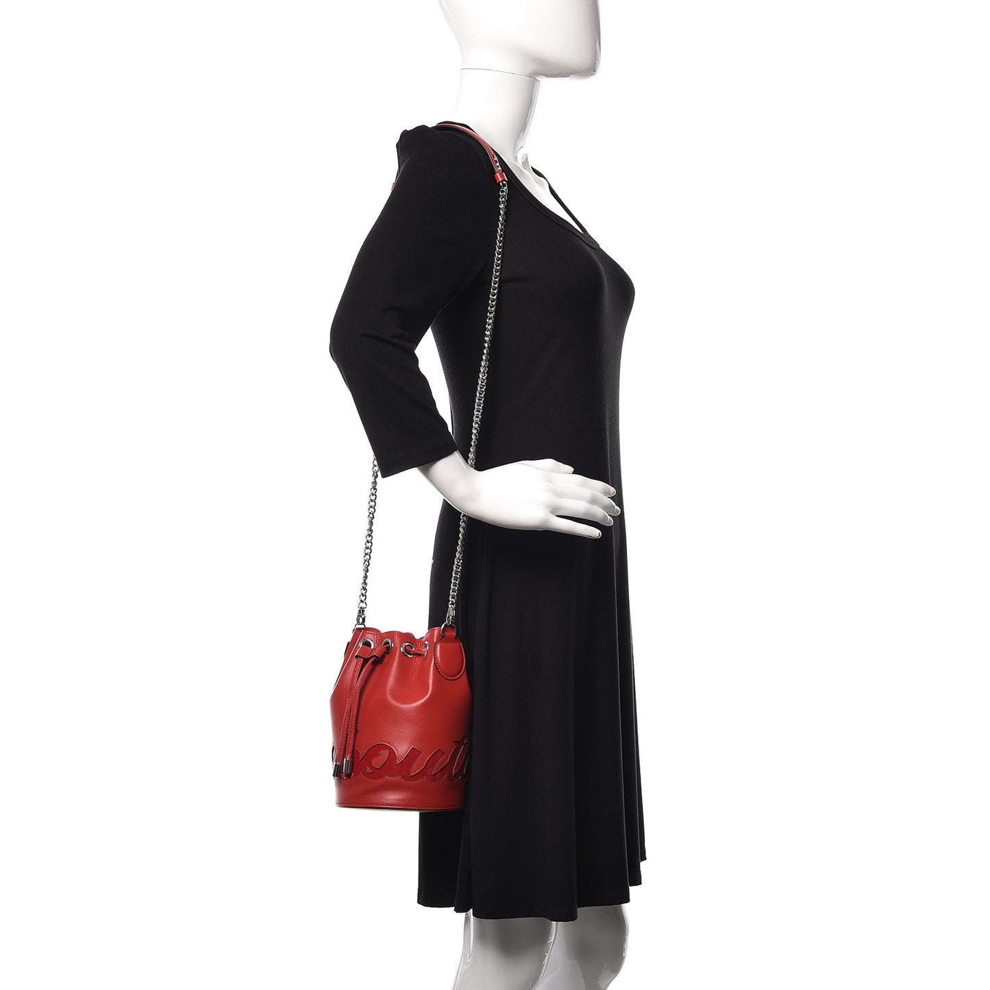 Calfskin Marie Jane Bucket Red
