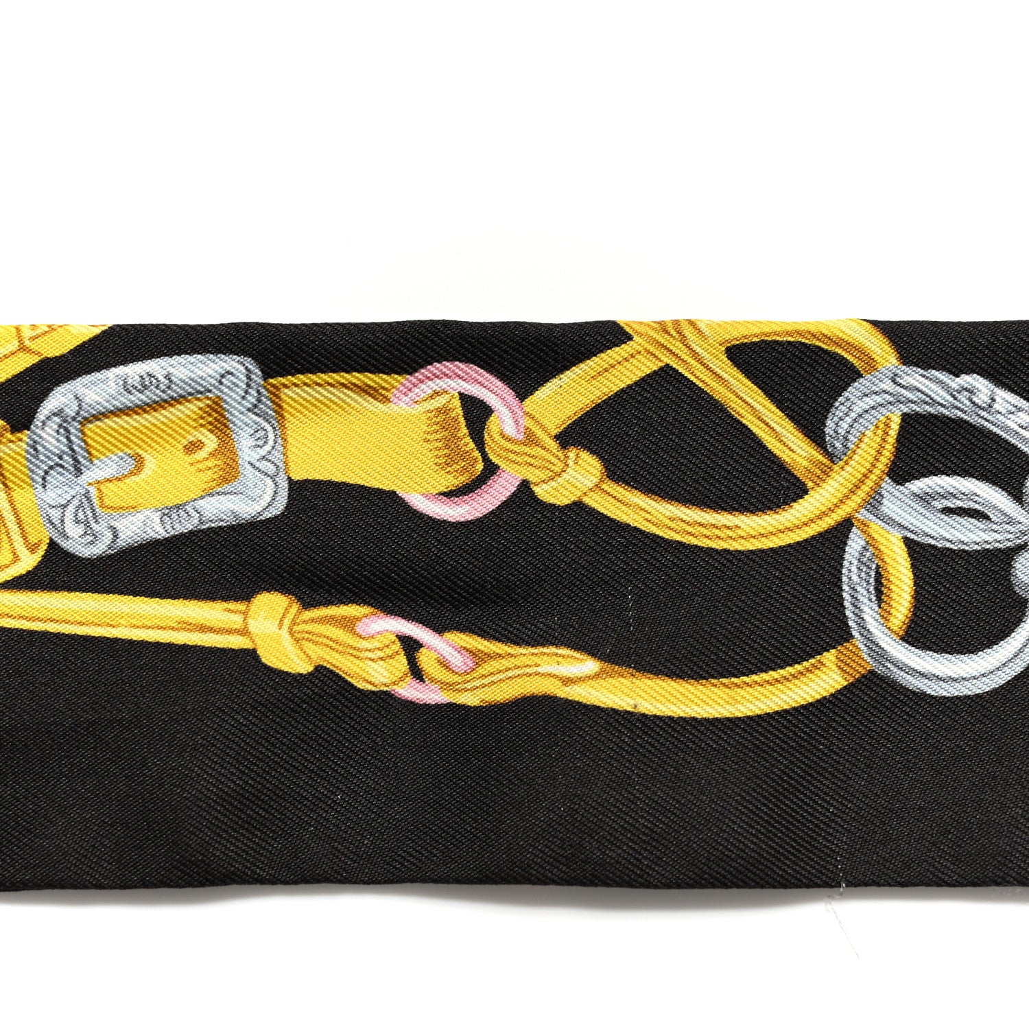 Hermes Silk Brides De Gala Applique Pique Twilly Ebene Jaune D'Or Rouge 7 of 8