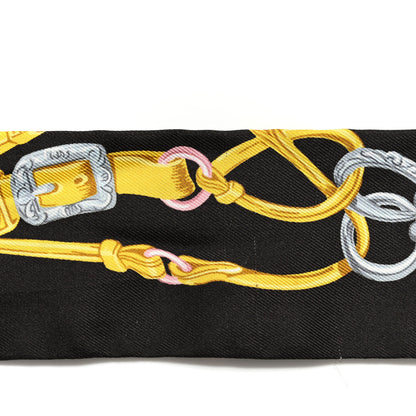 Hermes Silk Brides De Gala Applique Pique Twilly Ebene Jaune D'Or Rouge 7 of 8