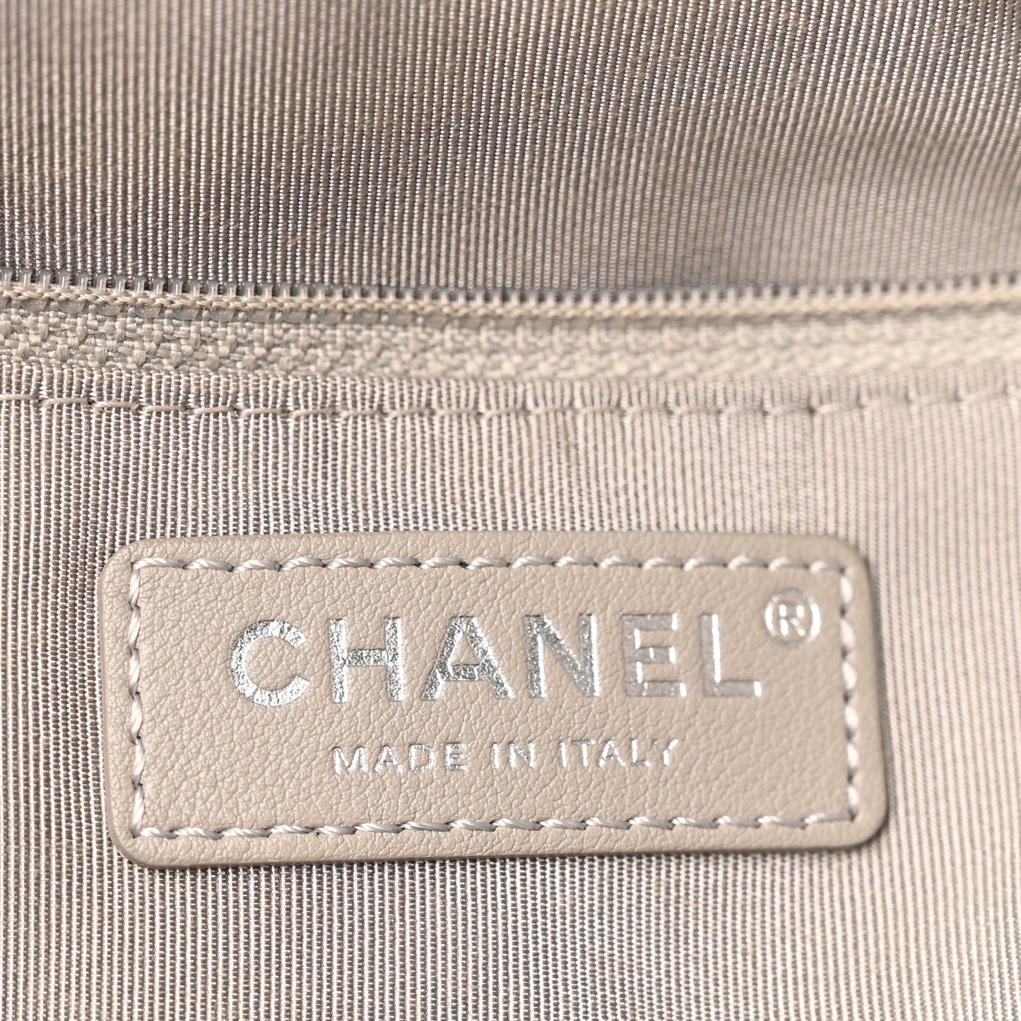 Calfskin Quilted Large Classic Shopping Tote Grey