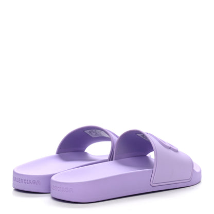 Balenciaga Rubber BB Womens Pool Slide Sandals 38 Lilac 4 of 8