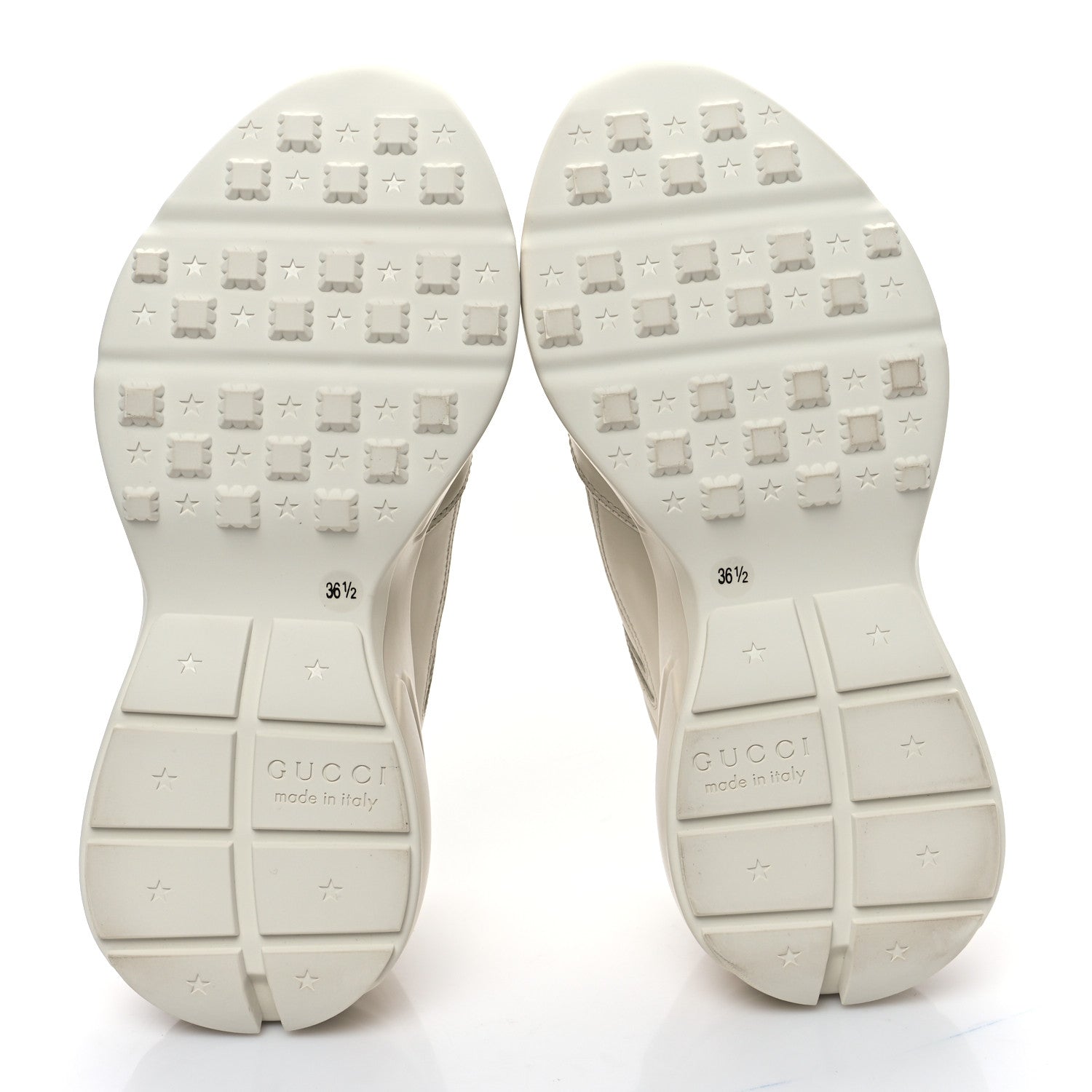 Gucci Calfskin Tiger Rhyton Sneakers 36.5 Ivory 5 of 10