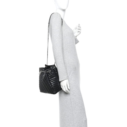 Chanel Lambskin Chevron Small Urban Spirit Drawstring Bag Black 2 of 12