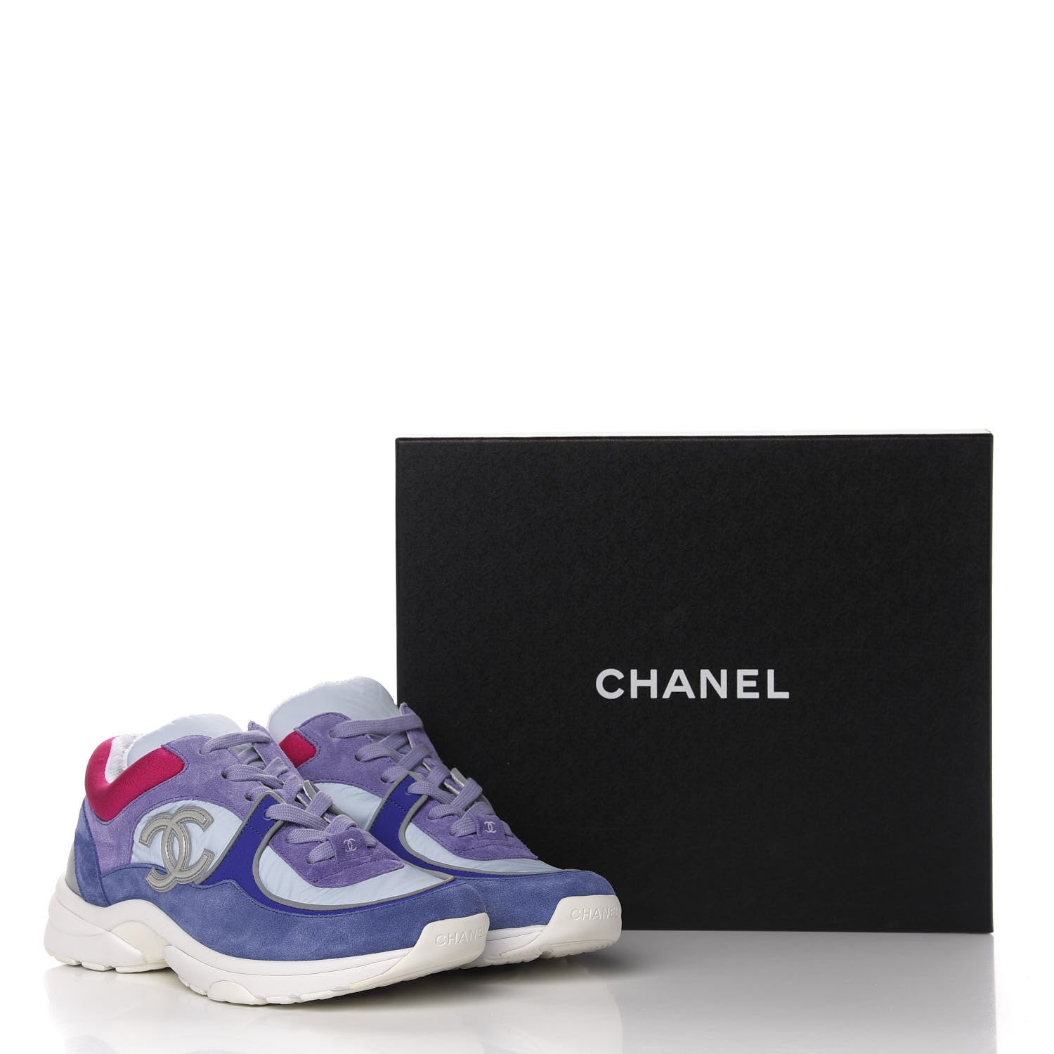 Chanel Nylon Calfskin Suede CC Womens Sneakers 39 Light Blue 14 of 14