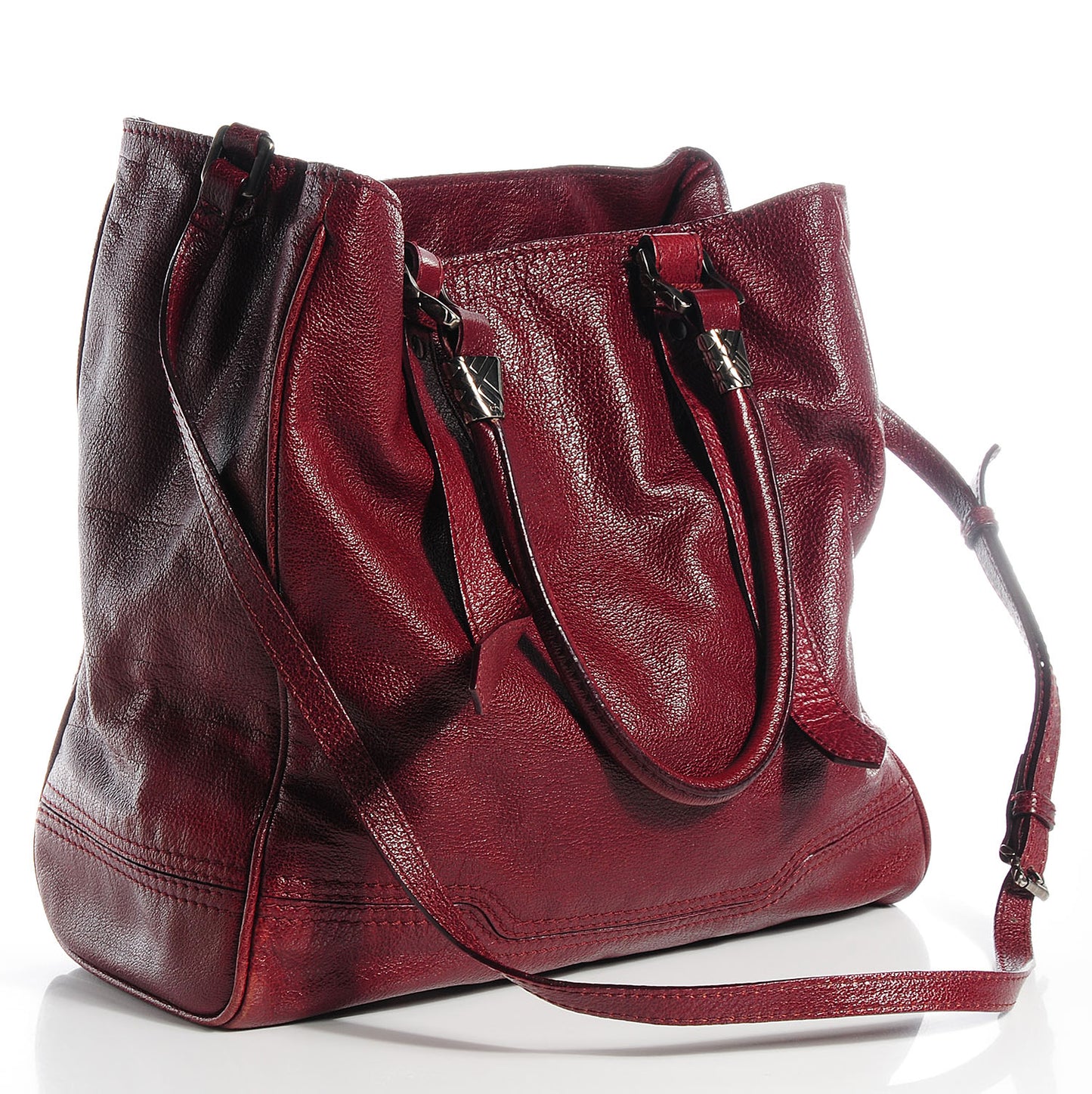 Grainy Calfskin Chain Tote Red