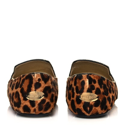 Jimmy Choo Pony Hair Leopard Print Wheel Jazz Flats 37.5 Brown 5 of 9